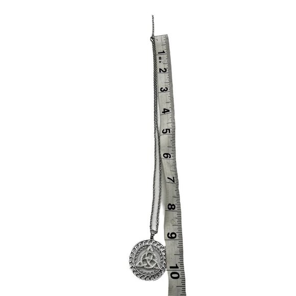 Irish Celtic Trinity Knot Pendant Necklace With Rhinestones On Silver Chain - Picture 6 of 12